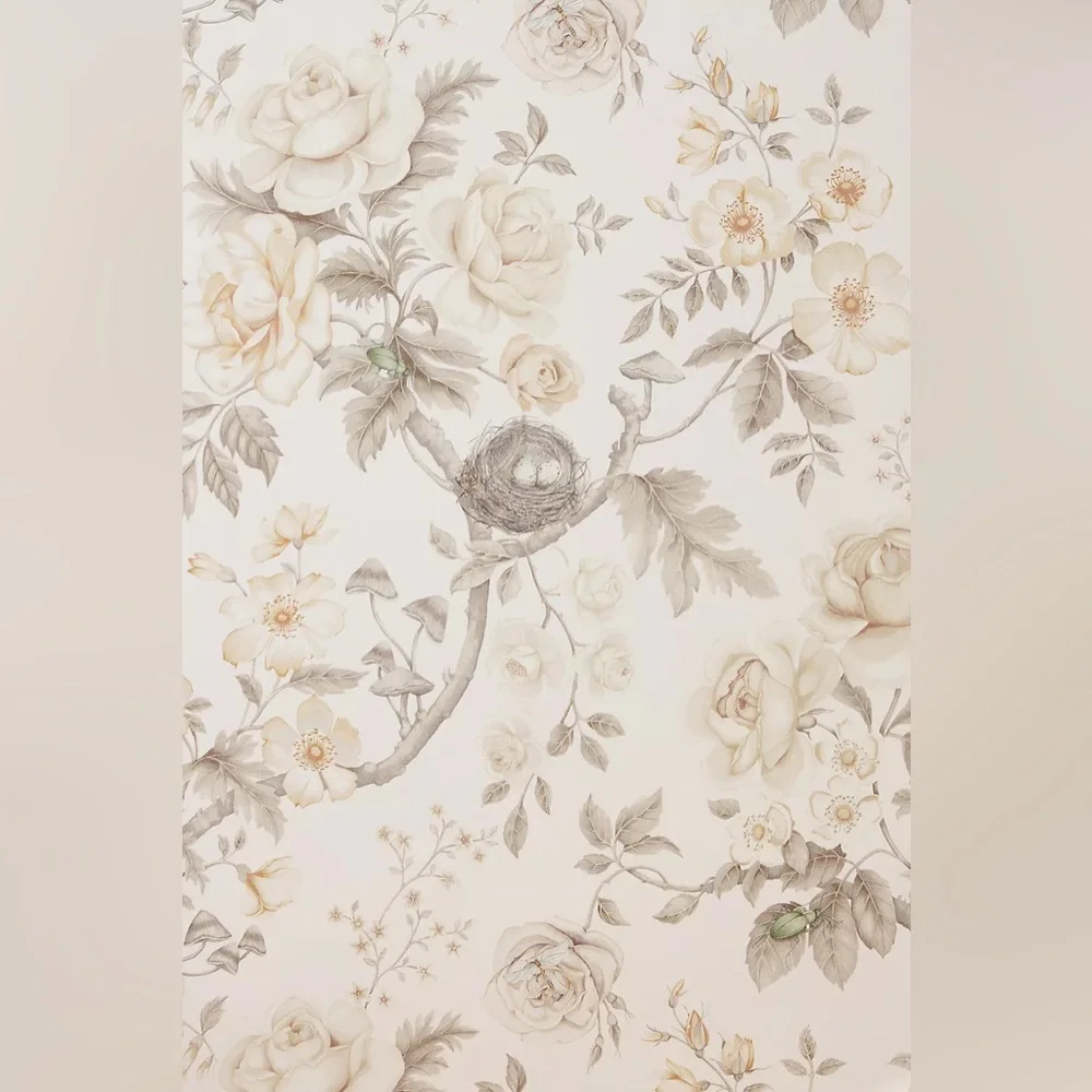 Anthropologie Tansy Bloom Floral Color “Oyster” Wallpaper Sanderson Giles NWOT